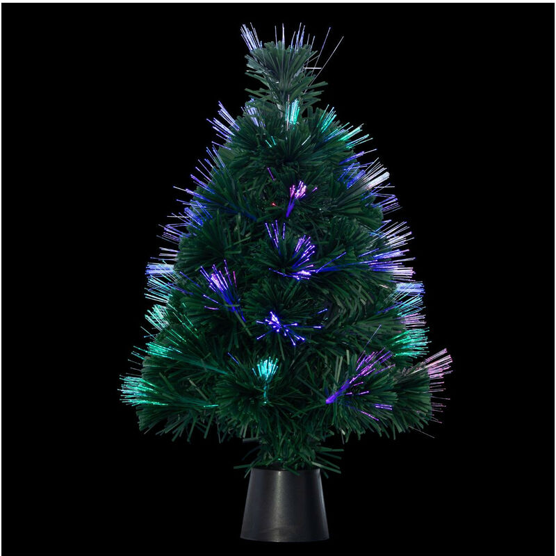Fééric Lights And Christmas - Arbre de Noël lumineux Sapin artificiel vert en fibre optique multicolore h 45 cm - Feeric Christmas - Multicolore