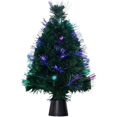 Feeric Christmas - Arbre de Noël lumineux Sapin artificiel vert en fibre optique multicolore H 45 cm