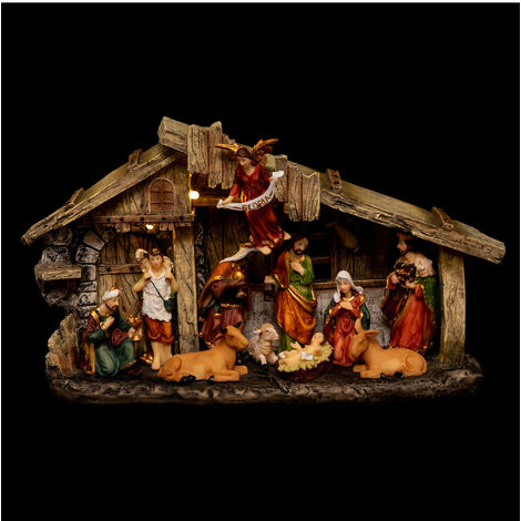 Feeric Christmas - Crèche de Noël lumineuse avec 11 Santons H 18 cm - Multicolore