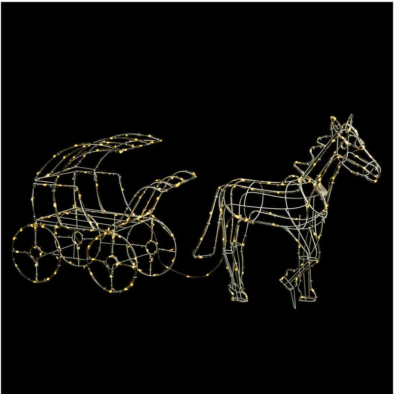 Déco Calèche Tube lumineux 440 led Blanc chaud 8 jeux de lumière 160 x 68 cm - Feeric Christmas