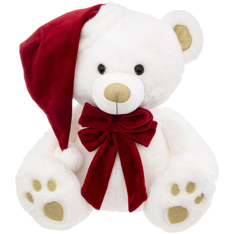 Déco de Noël Peluche Ours et son bonnet de Père Noël h 48 cm - Feeric Christmas