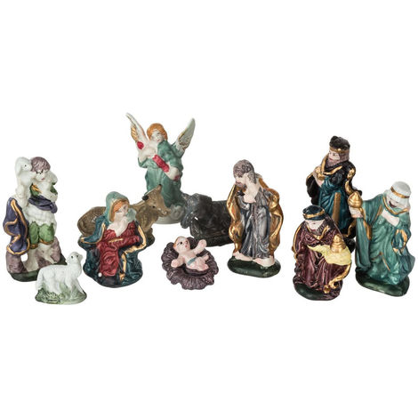 Feeric Christmas - Déco de crèche de Noël Set de 11 santons en porcelaine H 9 cm - Multicolore