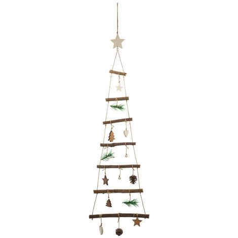 Feeric Christmas - Déco de Noël Sapin à suspendre en bois avec déco H 75 cm - Bois