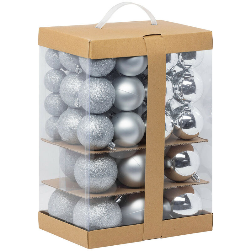 Déco de sapin Lot de 60 Boules de Noël de 4 à 8 cm - Argent - Feeric Christmas