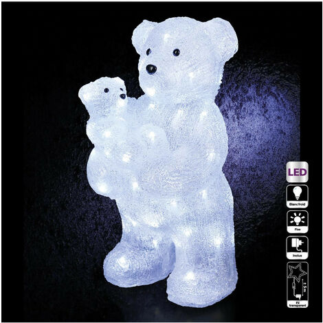 Feeric Christmas - Déco lumineuse Maman et Bébé Ours 56 LED Blanc froid H 44 cm - Ours et ourson