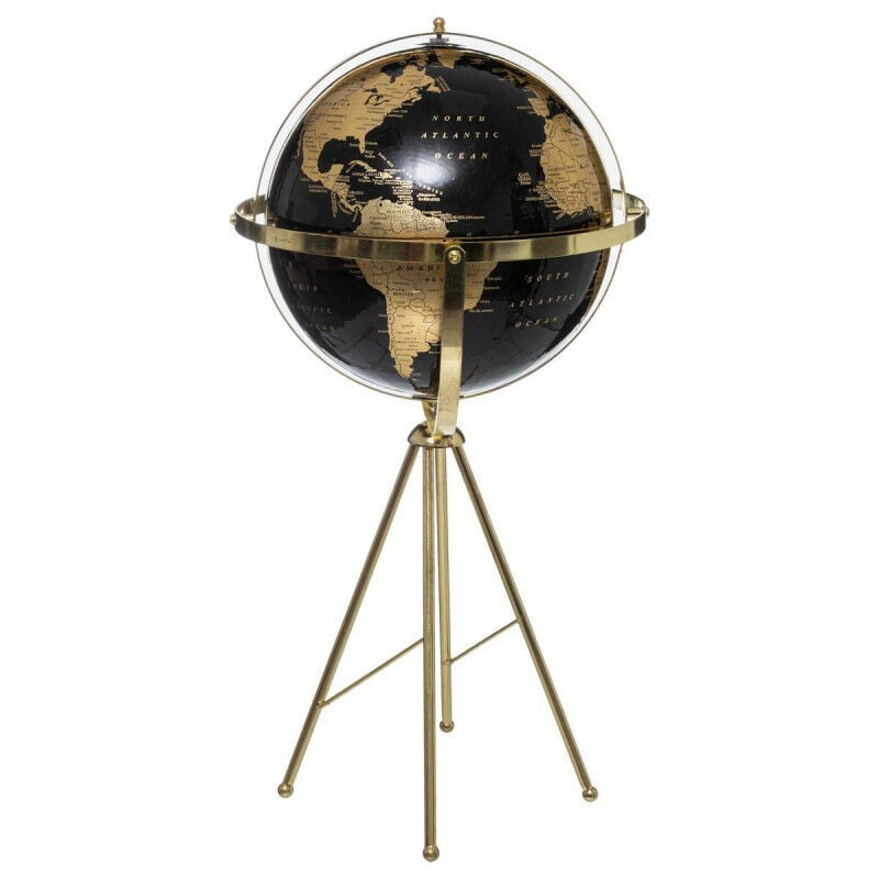 Globe terrestre sur pieds - Noir/doré - H 60 x D 34 cm - Livraison gratuite