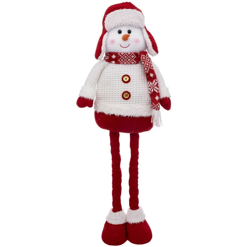 Déco de Noël Bonhomme de neige télescopique en habit rouge et blanc h maxi 78 cm - Feeric Christmas