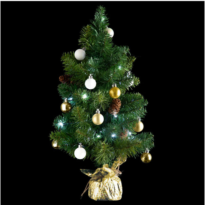 Arbre de Noël lumineux Sapin artificiel avec décoration et guirlande lumineuse h 50 cm - Feeric Christmas - Doré