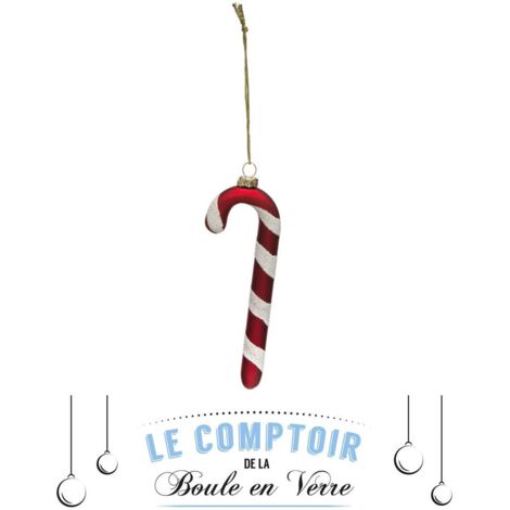 Feeric Christmas - Sujet de Noël à suspendre Canne à Sucre en verre L 12.9 cm