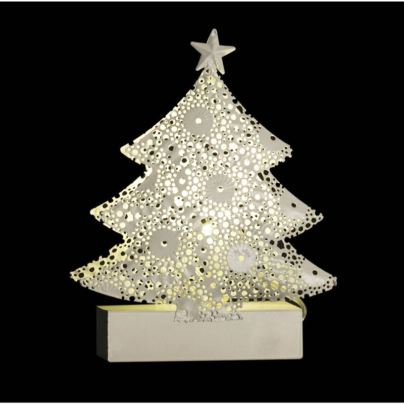 Fééric Lights And Christmas - Sujet de Noël lumineux Sapin en métal led blanc chaud h 14.5 cm - Feeric Christmas - Blanc