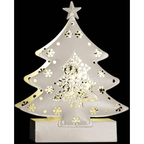 Feeric Christmas - Sujet de Noël lumineux Sapin en métal LED blanc chaud H 14.5 cm