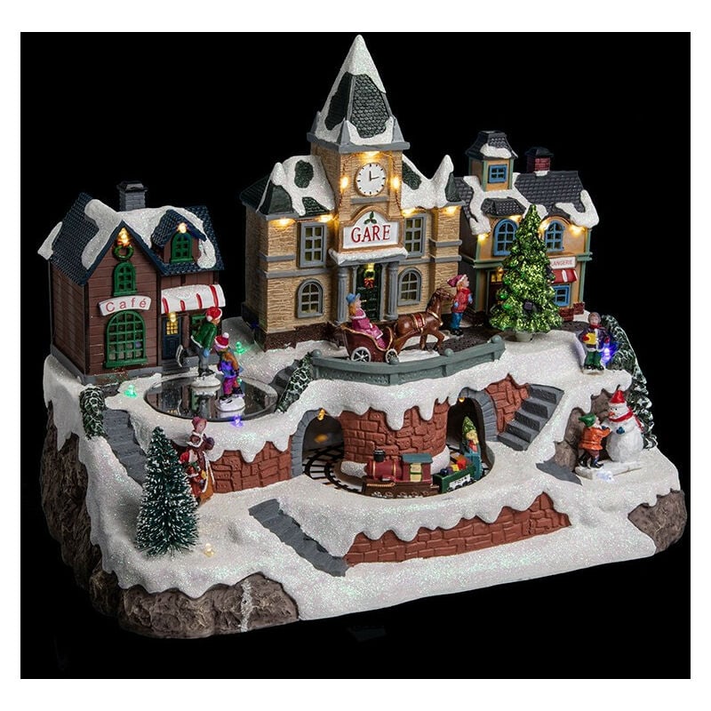 Déco Noël gare au village secteur lumineux musical animé