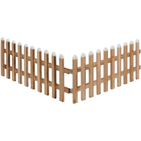 Fééric Lights And Christmas – Déco de Noël clôture en bois finition enneigée L 90 x H 20 cm – Bois de pin – Élément décoratif intérieur et extérieur