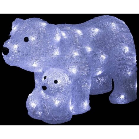 Fééric Lights And Christmas – Déco lumineuse ours 60 LED blanc froid H 27 cm – Éclairage solaire autonome – Matériau résistant aux intempéries – Ambiance festive extérieure