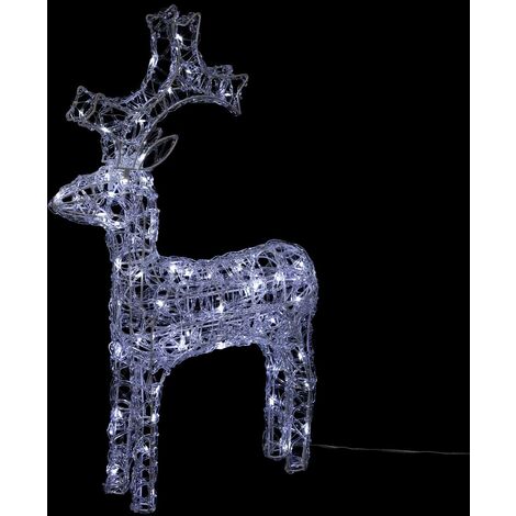 Fééric Lights And Christmas – Déco lumineuse renne 100 LED blanc froid H 85 cm – Acier – Câble 5m – Fonctionne sur prise électrique – Utilisation intérieure et extérieure