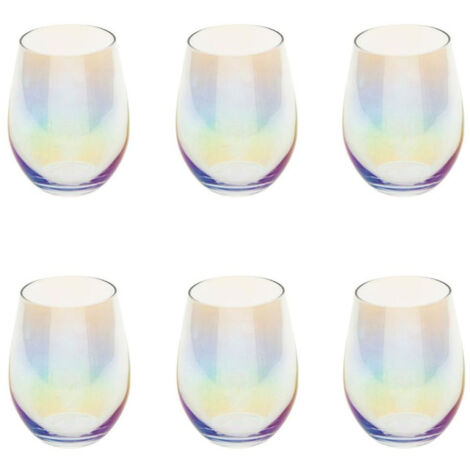 Fééric Lights And Christmas – Lot de 6 gobelets en verre transparent 54cl – Effet irisé – Lavage à la main – Design charmant