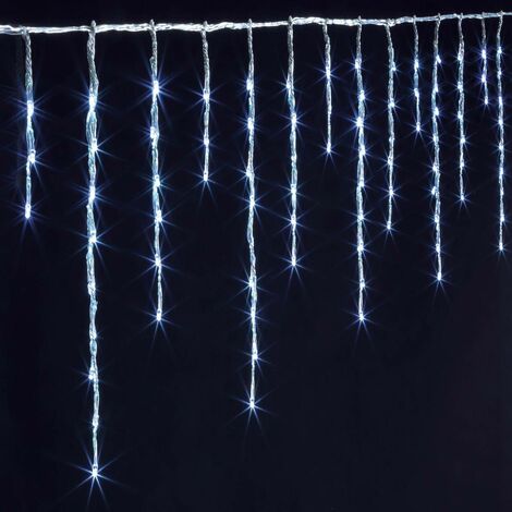 Fééric Lights And Christmas – Rideau lumineux 2m 120 LED blanc froid – Effet neige 4 vitesses – Pour intérieur et extérieur – Câble transparent 500cm
