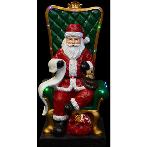 Fééric Lights And Christmas – Statue lumineuse Père Noël 106 cm – 20 LED multicolores – Oxyde de magnésium – Décoration intérieure pour Noël