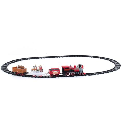Fééric Lights And Christmas – Train électrique de Noël 16 pièces – Locomotive avec 3 wagons et 12 rails – Longueur 104 cm, poids 0.47 kg – Décoration festive lumineuse