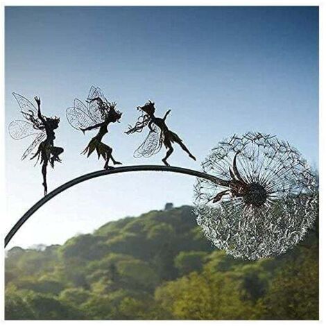 Fées Et Pissenlits Dansent Ensemble Fées Et Pissenlits Dansent Ensemble Piquets De Jardin Décor Jardin Art Ornements De Pelouse en Plein Air Fées Lutins (B)