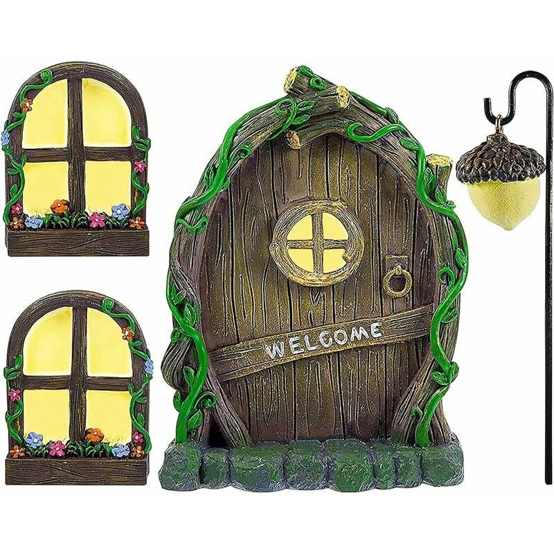 Linghhang - Fées Porte de Jardin Porte Miniature pour Arbres Accessoires gnome Maison Arbre Décoration Portes de fées (Vigne)