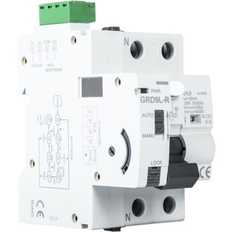 Fehlerstromschutzschalter (RCCB) GRD9L R, automatisches Gerät 40 A 30 mA, intelligenter Typ AC 2P