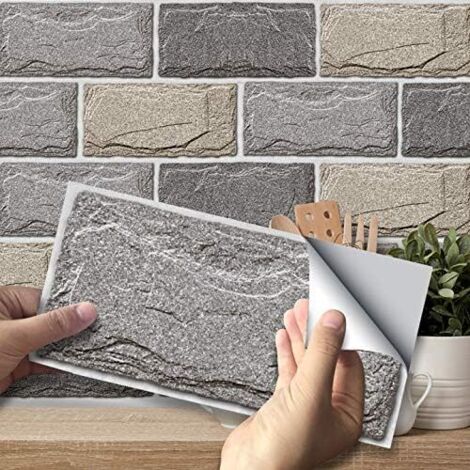 Fei Yu – Autocollants de carrelage mural 3D imperméables – Décoration intérieure pour salle de bain et cuisine – Faciles à nettoyer – Lot de 9 pièces