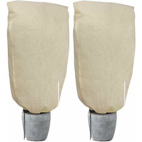 Fei Yu Housse Hivernage pour Plantes,2 pièces Sac Plante Hiver Housse D’hivernage Non Tissée pour Arbustes et Arbres Protégez Vos Plantes Contre Les Dommages （80 * 60）