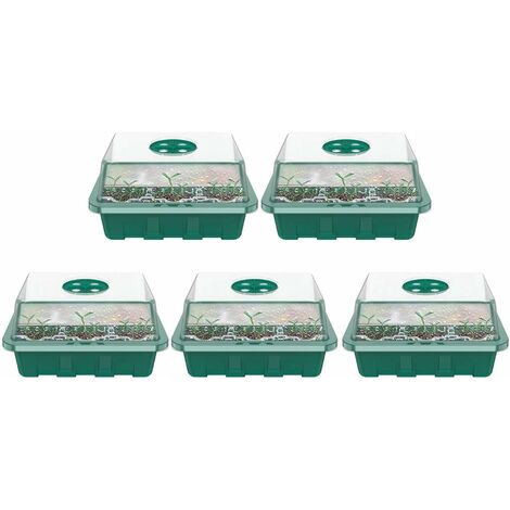 Fei Yu Lot de 5 Bac à semis, Mini Serre pour semis, Plateaux de Culture avec Couvercle, Propagateur Jardin pour démarrage et Croissance semence, Germination Serre Durables - 60 cellules Style A