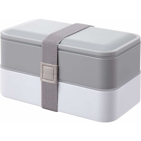 Fei Yu Lunch Box de 2 Compartiments avec Couverts Bento Box sans BPA Boite Déjeuner Convient au Micro-ondes Lave-vaisselle Boite Repas Idéale pour Repas au Bureau ou à l’École - Gris