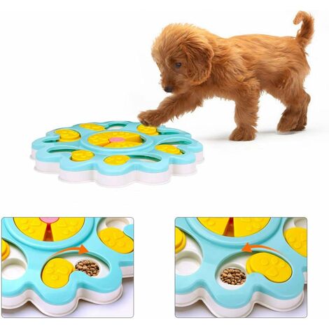 Fei Yu Pet Dog Food Puzzle Toy, Puppy Cat Treat Dispenser Feeder Interactive Slow Feeder Bowl Améliorez Le Jeu de Formation IQ - Sûr et Facile à Nettoyer (Bleu)