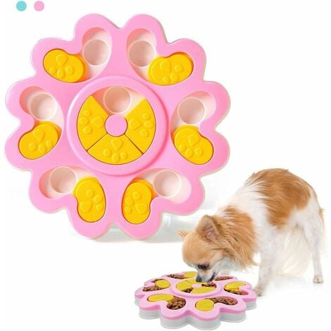 Fei Yu Pet Dog Food Puzzle Toy, Puppy Cat Treat Dispenser Feeder Interactive Slow Feeder Bowl Améliorez Le Jeu de Formation IQ - Sûr et Facile à Nettoyer (Rose)