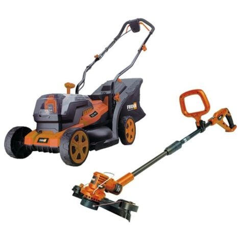 FEIDER Pack tondeuse + coupe-bordure sans fil 20V avec batteries et chargeur FTDCB20V-4A