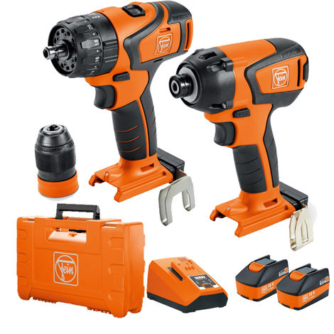 Fein 71901861240 18V Brushless Impact Driver & Combi Drill Twin Pack With 2 x 5.2Ah Batteries Charger:18V