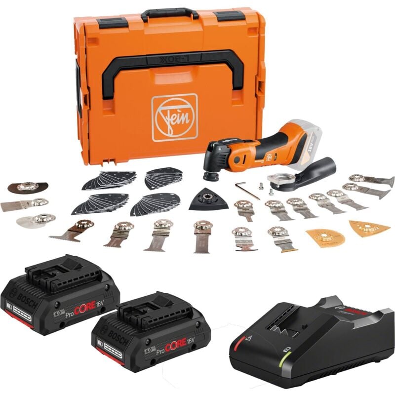 Akku-MULTIMASTER amm 700 max top as / 2x 4,0 Ah Akku ProCORE + Ladegerät in L-Boxx - Fein