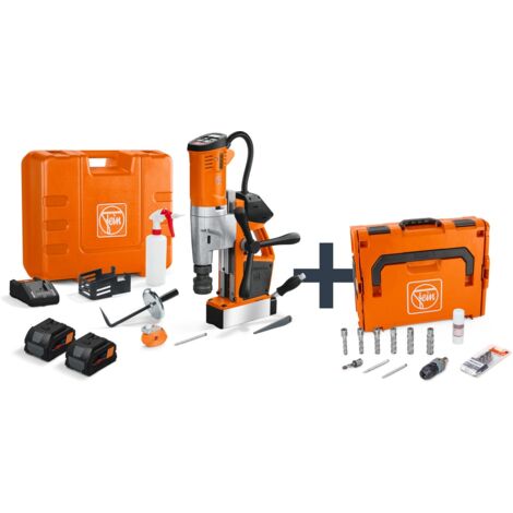 FEIN Akku-Universal-Magnet-Kernbohrmaschine bis 35 mm mit Anwenderset AKBU 35 PM, incl. 2x Akku ProCORE 8 Ah, Schnellladegerät, Zubehör, L-BOXX