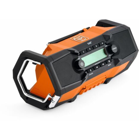 FEIN  ARAD 18 BC AS Radio digitale a batteria, 2 altoparlanti di 15 W, 4 sorgenti di riproduzione (DAB+, Bluetooth®, FM e AUX), compatibile con batterie AMPshare/BOSCH Professional