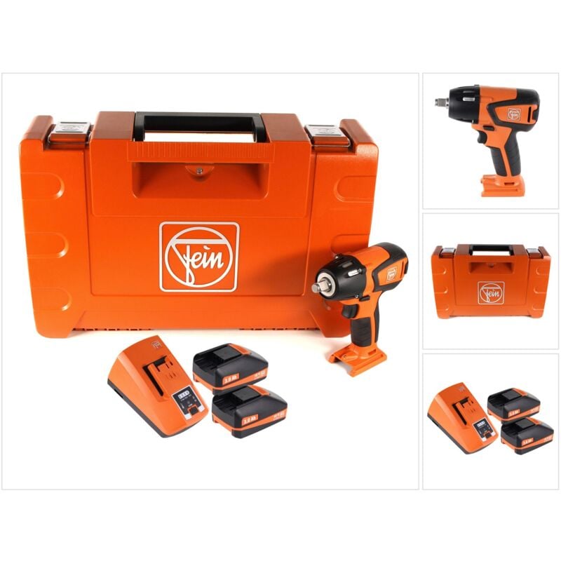 

FEIN ASCD 18-300 W2 Select Llave de impacto a batería 18V en maletín de transporte + 2x Batería 3,0 Ah + Cargador ALG 80