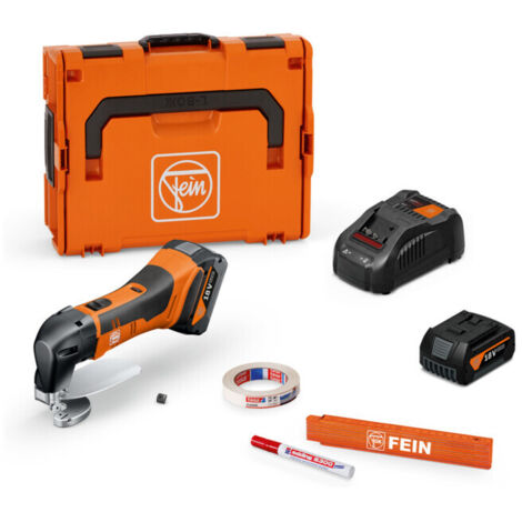 FEIN Cisaille à tôle sans fil jusqu’à 1,6 mm ABLS 18 1.6 E AS Set 2x 5 Ah