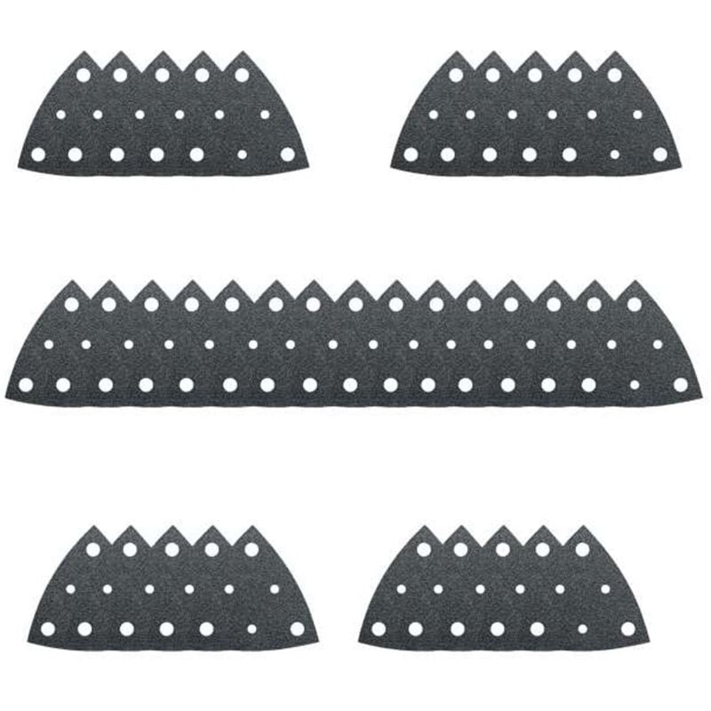 Fein - Feuille abrasive Delta avec bande auto-agrippante, perforé 63717236010 Grain 40 Cote d'encoignure 80 mm 35 pc(s)