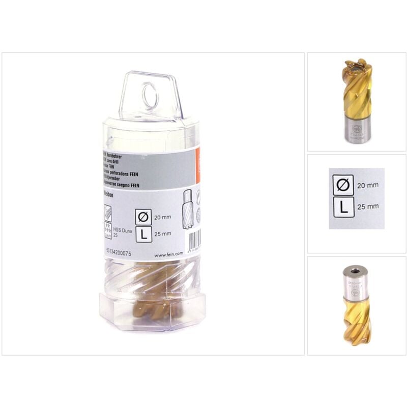 Fein - 1x hss Dura 25 carotteuse avec prise Weldon 3/4' 25 mm ø 20 mm - 63134200075