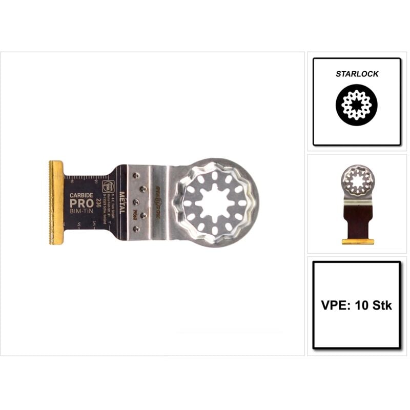 

Hoja de sierra E-Cut Carbide Pro Starlock / Bimetal / 35 x 45 mm - 10 unidades ( 63502236240 ) - Fein