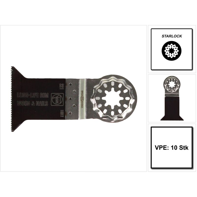 

Hoja de sierra Long Life E-Cut Starlock 50 x 50 mm / Bimetal - 10 unidades ( 63502221240 ) - Fein