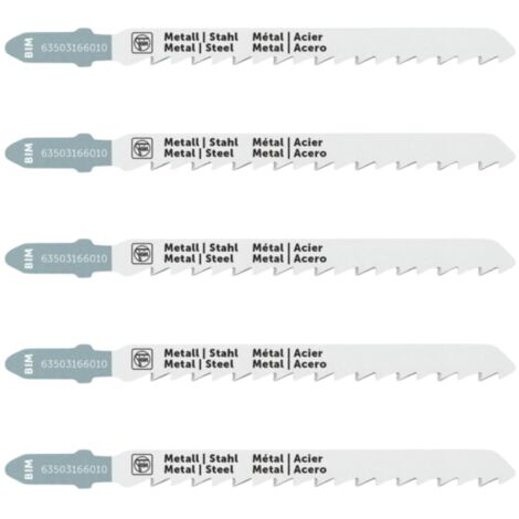 FEIN Lama per seghetto alternativo F-IRON Jig 26 AS per metallo BIM 75 T1.2 MS SC. Adatto all'uso nei seguenti materiali: Lamiera e metallo, acciaio inox, INOX, lamiera d'acciaio.Cf.5 pz.