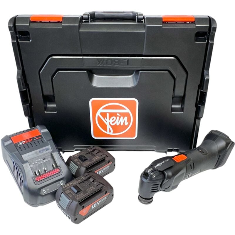 Multimaster amm 500 Plus as Outil multifonctions sans fil 18 v Starlock Plus Black Edition + 2x batterie 4,0 Ah + chargeur + L-Boxx - Fein