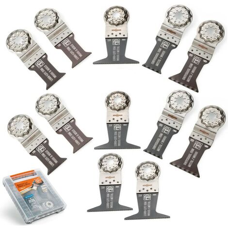 Fein Saw Blade 12 PC Starlock Multitool Set E-Cut Wood & Metal Combo Pack + Case
