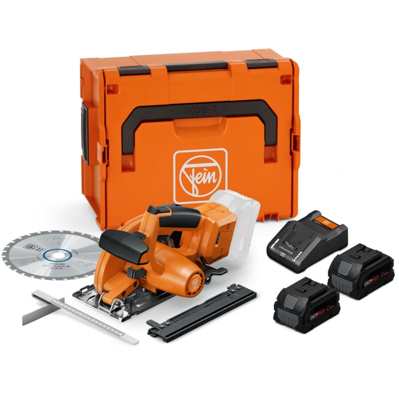 Jeu de scies circulaires portatives sans fil Fein pour le métal f-iron Cut 57 as, 2x 8,0 pc et chargeur en l-boxx