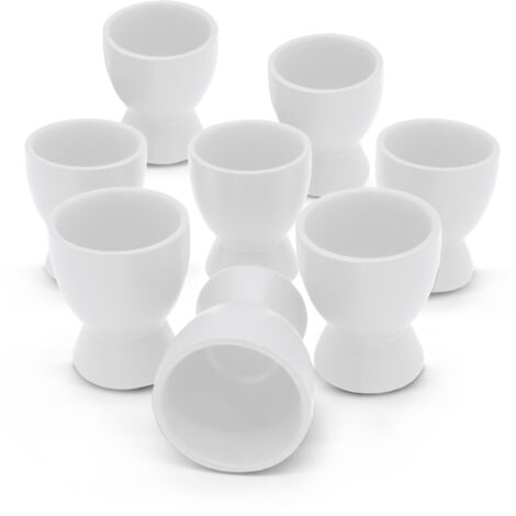 Feinkeramik Eierbecher weiß matt - 8er Set - Keramik Eierhalter in klassischer Form