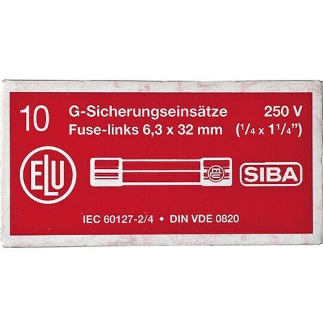Feinsicherung flink Glasrohr mit Löschmittel 20 A (6,3x32 mm) - 10 Stück