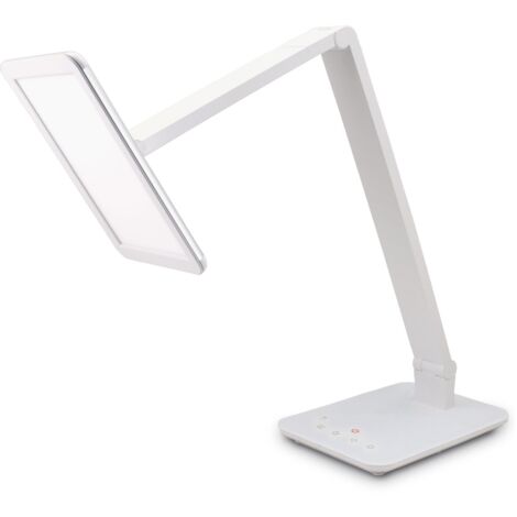 FeinTech LTL00100 LED lampada da scrivania con Smart-Touch 550 lumen colore della luce tocco regolabile e dimmerabile, caricatore USB, bianco, Classe di efficienza energetica A